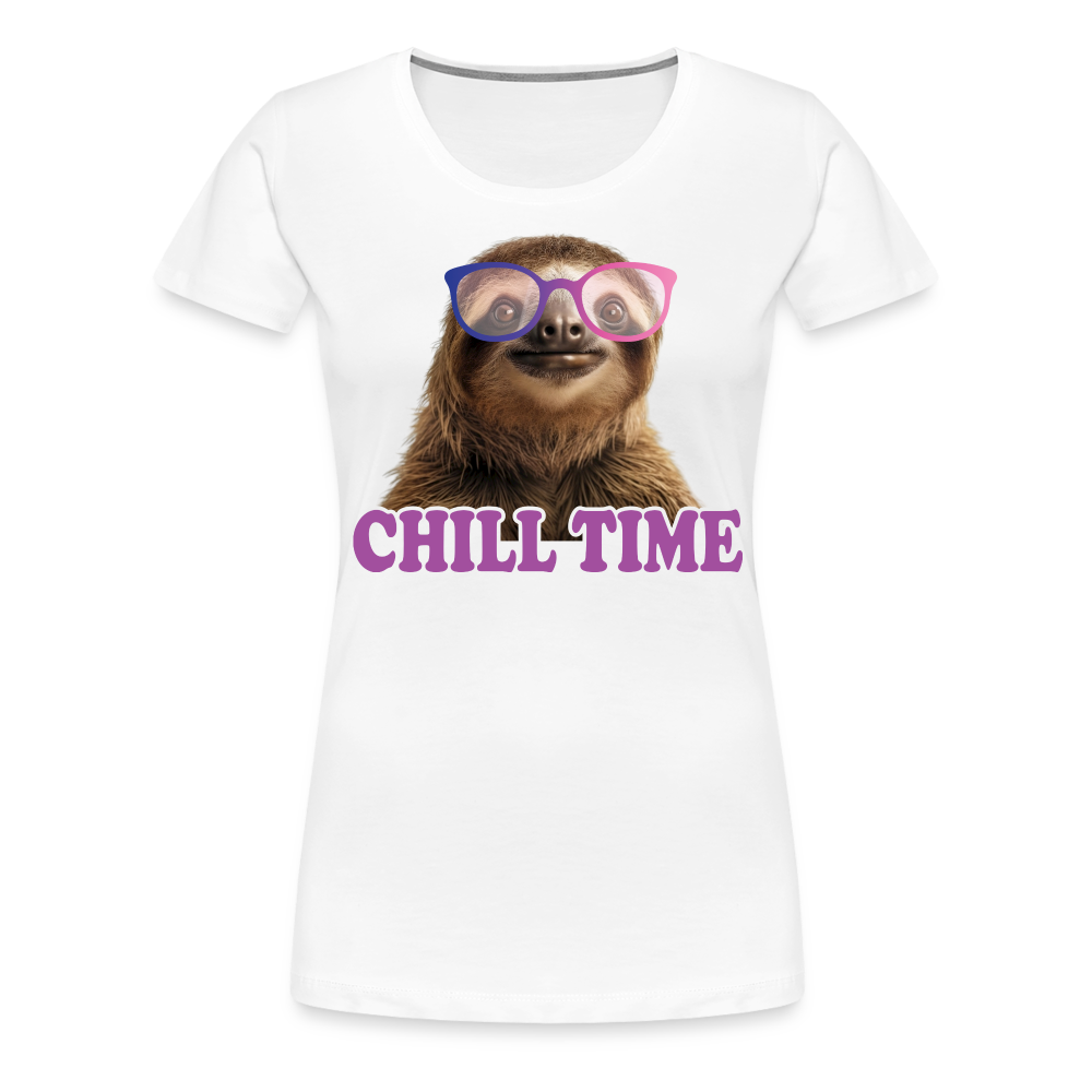 Lustiges Faultier mit Sonnenbrille Chill Time Frauen Premium T-Shirt - weiß