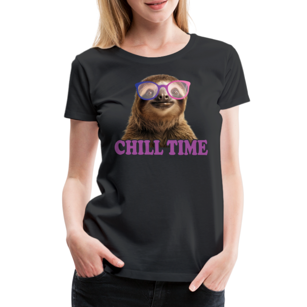Lustiges Faultier mit Sonnenbrille Chill Time Frauen Premium T-Shirt - Schwarz