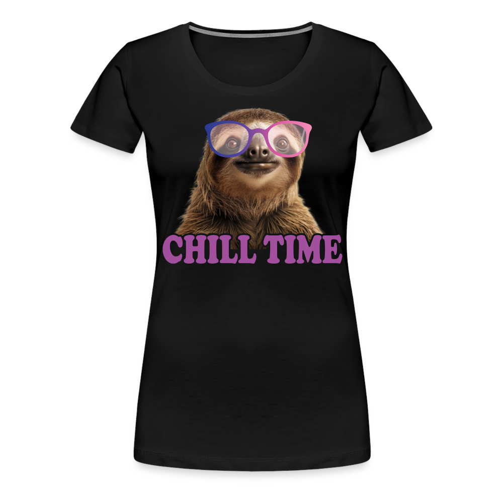 Lustiges Faultier mit Sonnenbrille Chill Time Frauen Premium T-Shirt - Schwarz