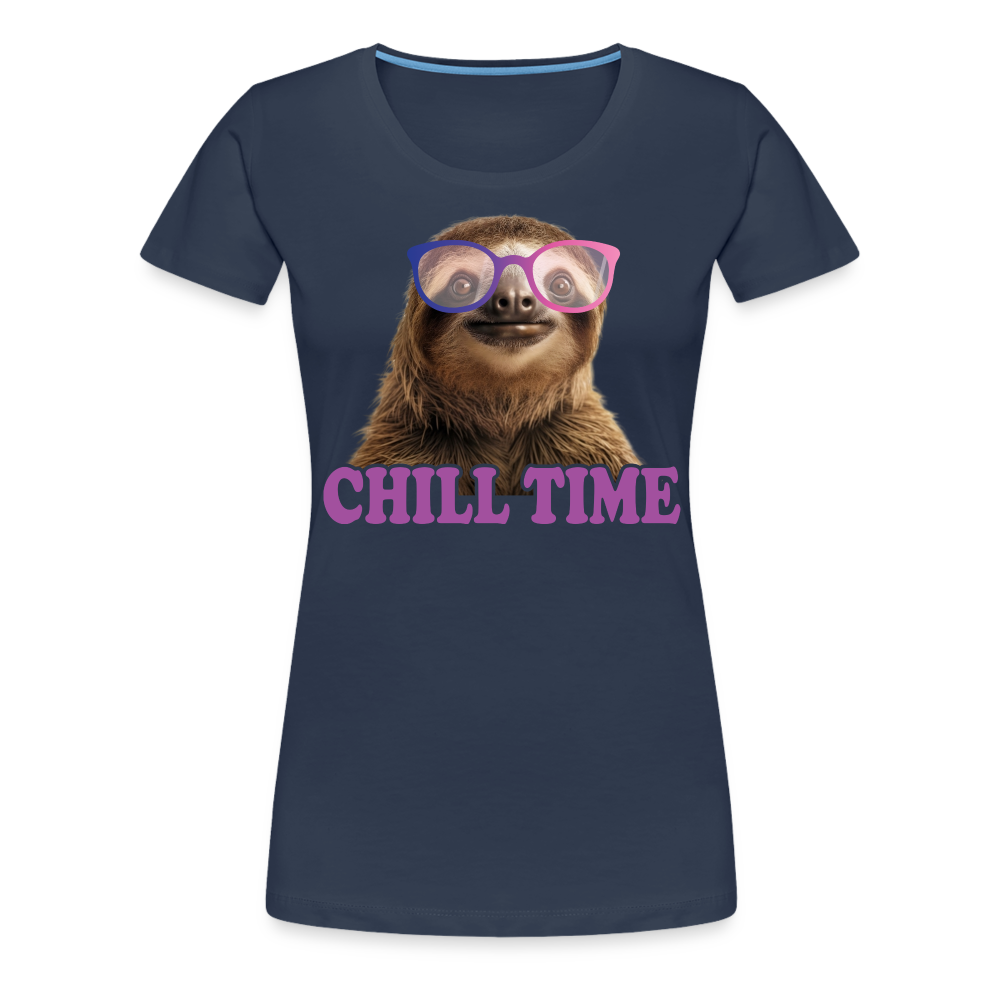 Lustiges Faultier mit Sonnenbrille Chill Time Frauen Premium T-Shirt - Navy