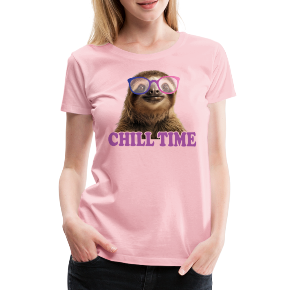 Lustiges Faultier mit Sonnenbrille Chill Time Frauen Premium T-Shirt - Hellrosa