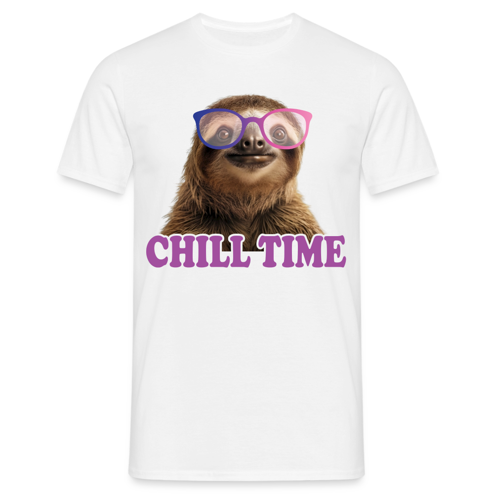 Lustiges Faultier mit Sonnenbrille Chill Time T-Shirt - weiß