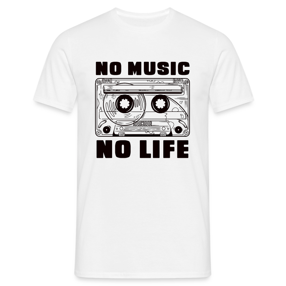 Retro Musik Kassette No Musik No Life Lustiges T-Shirt - weiß