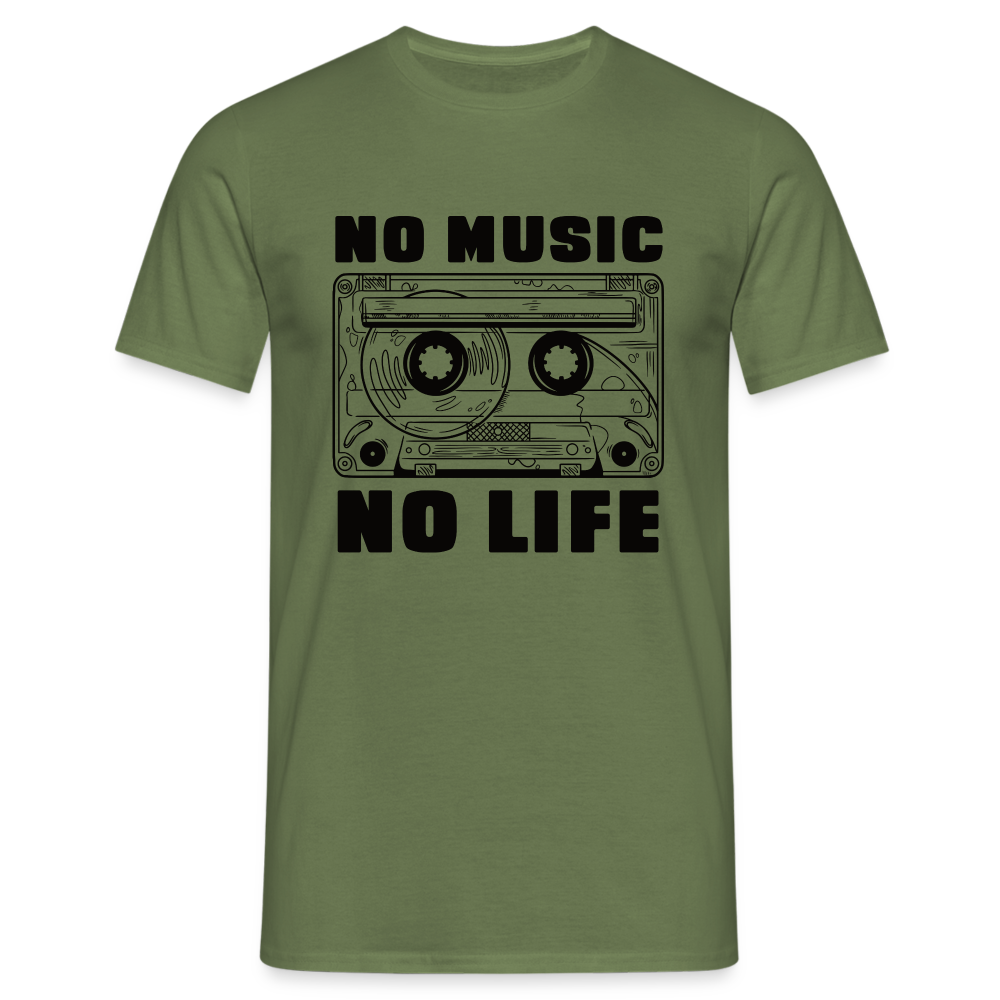 Retro Musik Kassette No Musik No Life Lustiges T-Shirt - Militärgrün