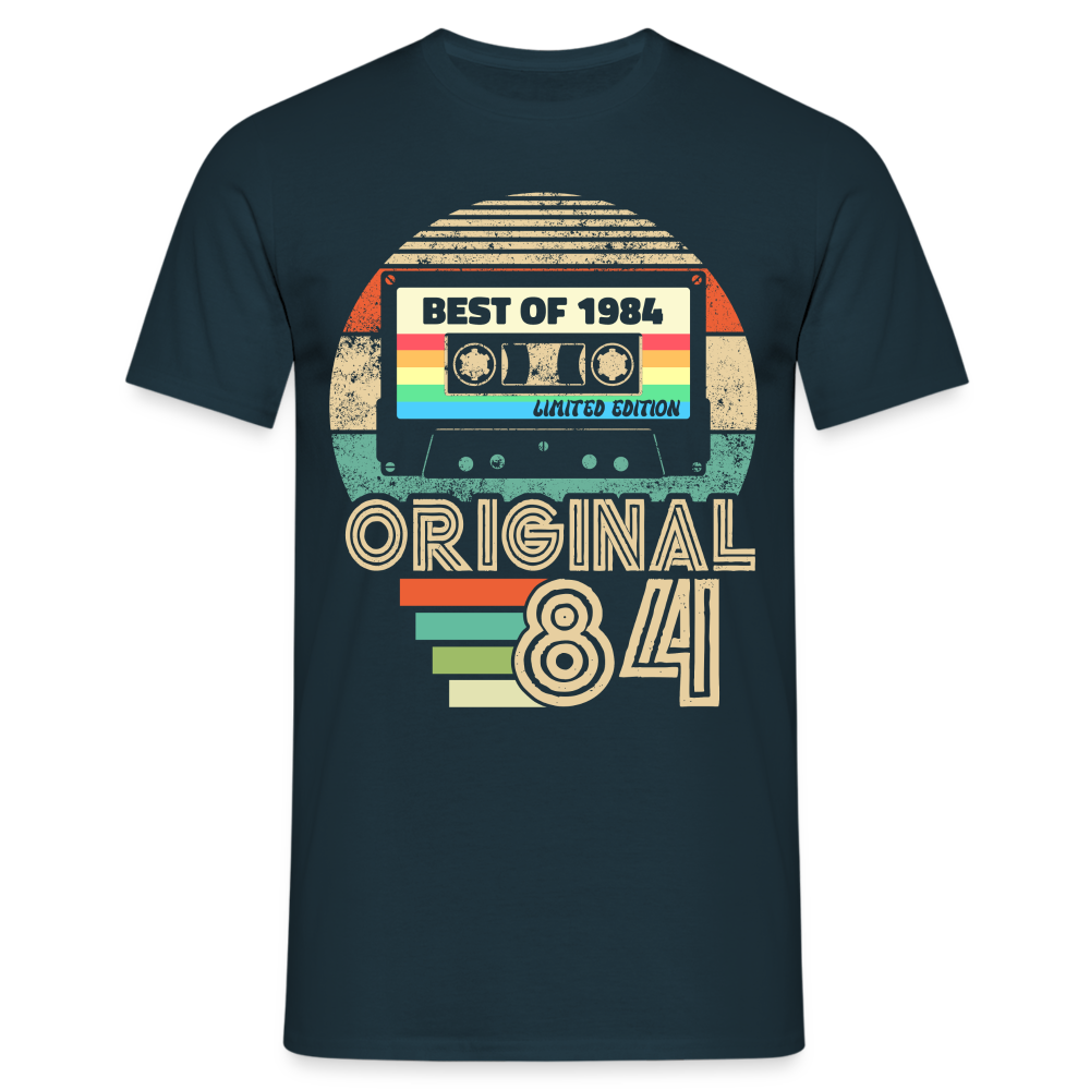 40. Geburtstag Geboren 1984 Retro Kassette Geschenk T-Shirt - Navy