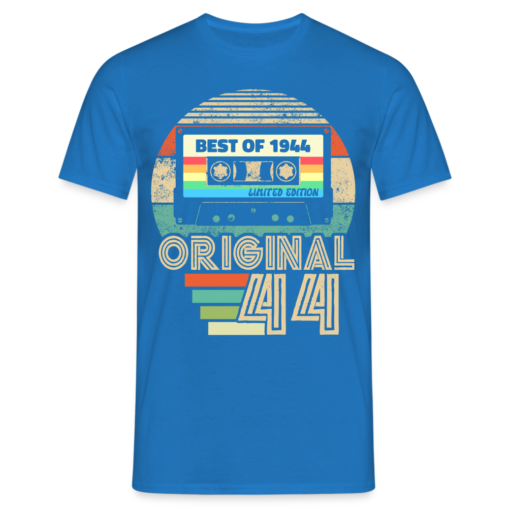 80. Geburtstag Geboren 1944 Retro Kassette Geschenk T-Shirt - Royalblau