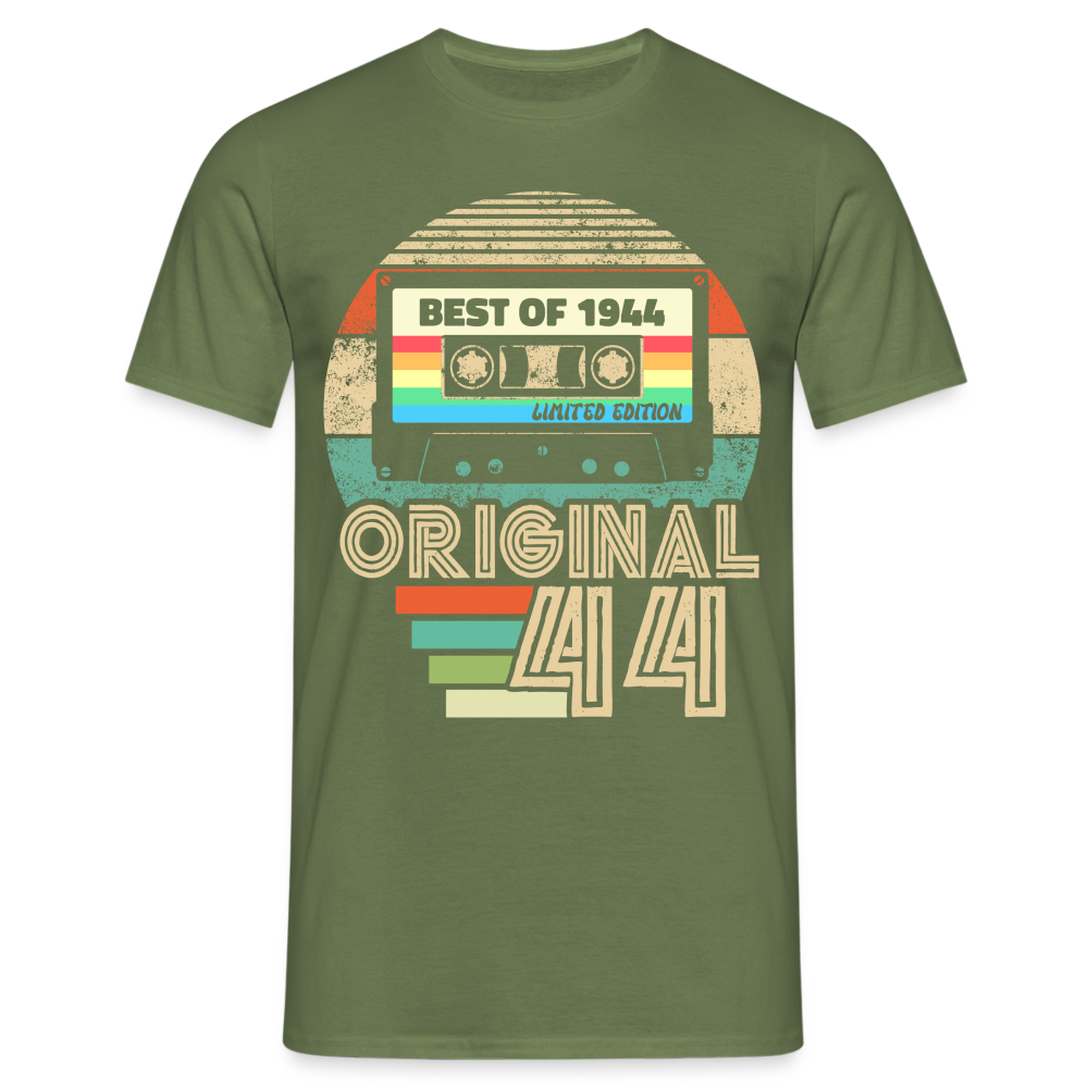 80. Geburtstag Geboren 1944 Retro Kassette Geschenk T-Shirt - Militärgrün