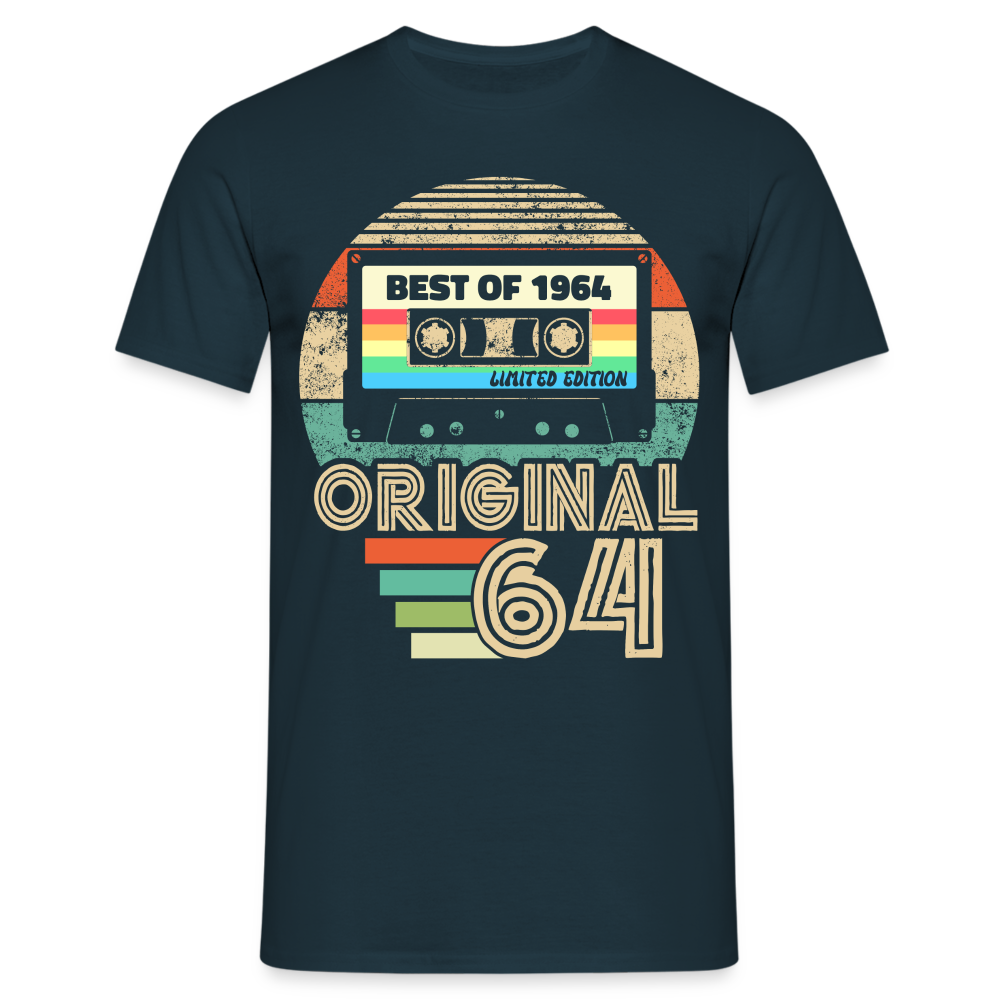 60. Geburtstag Geboren 1964 Retro Kassette Geschenk T-Shirt - Navy