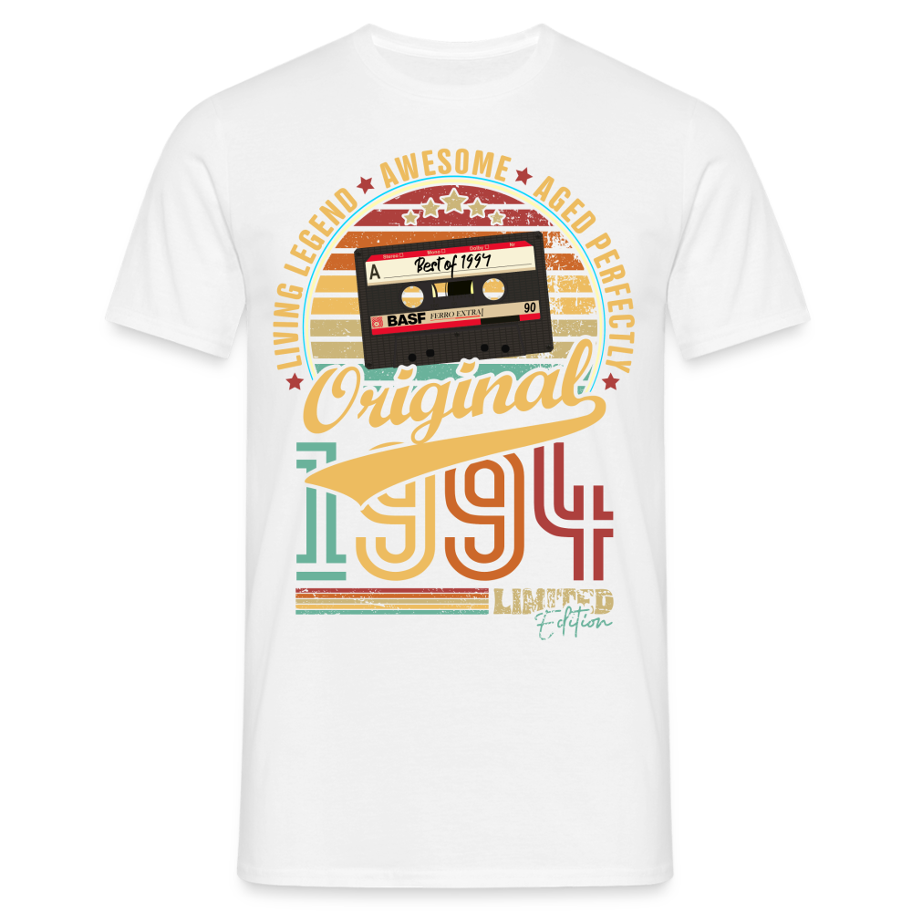 30. Geburtstag Geboren 1994 Retro Kassette Limited Edition Geschenk T-Shirt - weiß