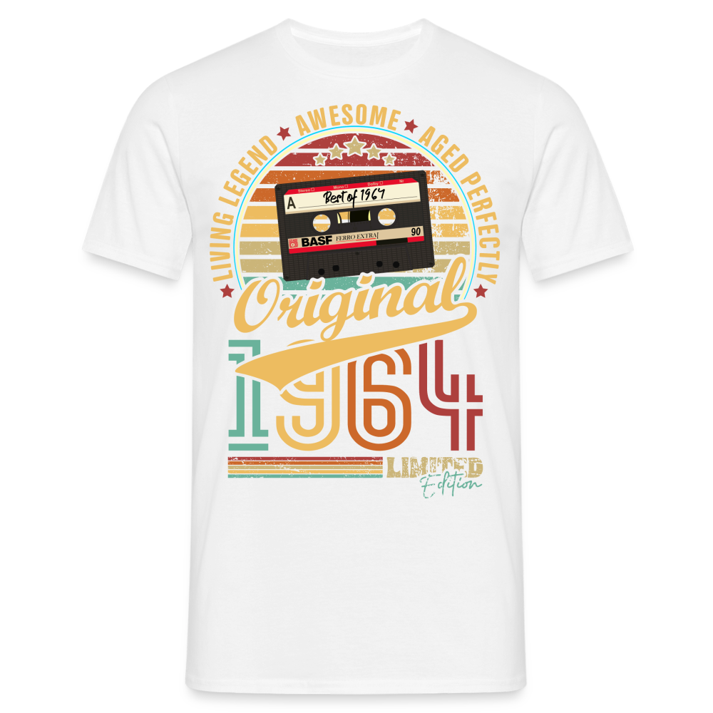 60. Geburtstag Geboren 1964 Retro Kassette Limited Edition Geschenk T-Shirt - weiß