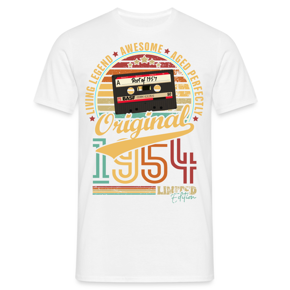 70. Geburtstag Geboren 1954 Retro Kassette Limited Edition Geschenk T-Shirt - weiß