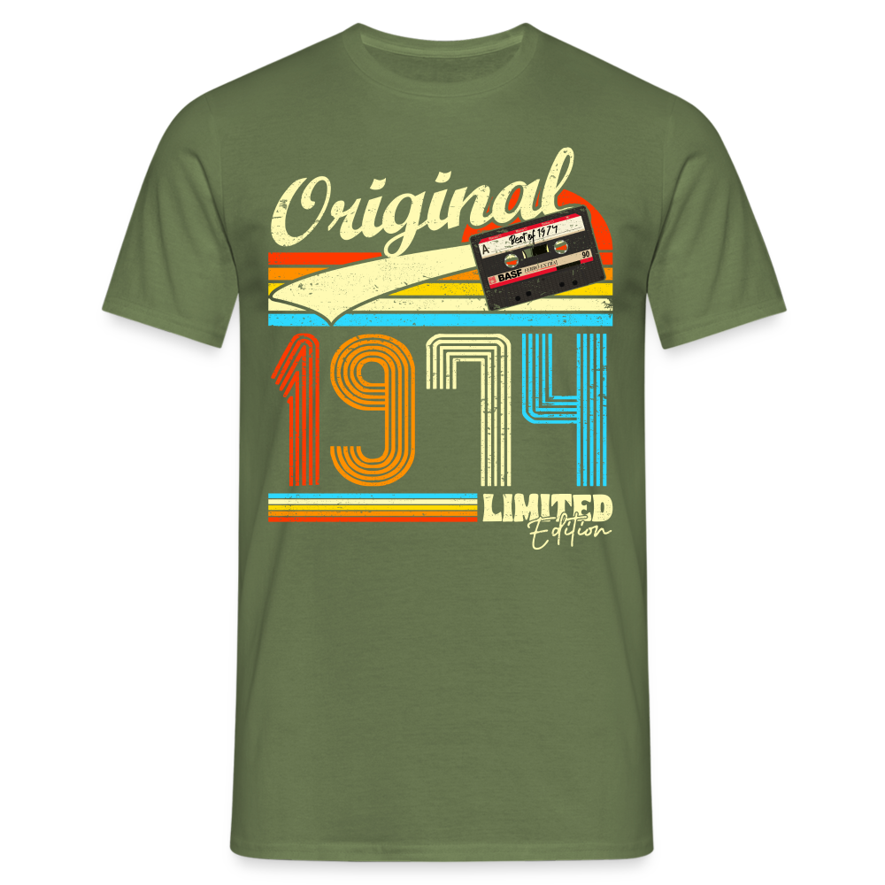 50. Geburtstag Retro Musik Kassette 1974 Limited Edition Geschenk T-Shirt - Militärgrün