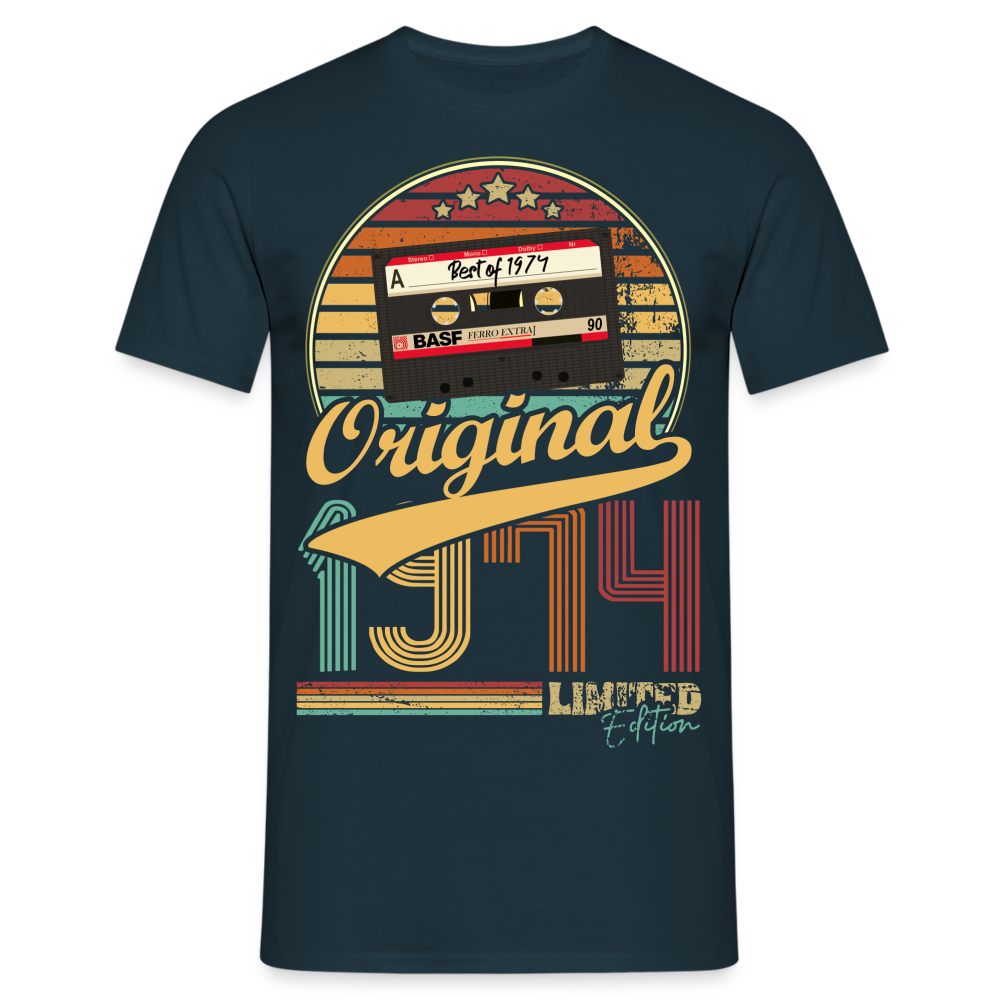 50. Geburtstag Jahrgang 1974 Retro Kassette Original Limited Edition Geschenk T-Shirt - Navy