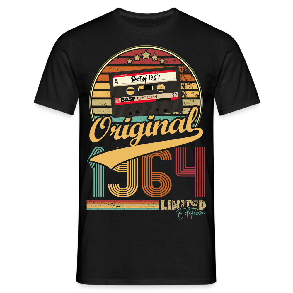 60. Geburtstag Jahrgang 1964 Retro Kassette Original Limited Edition Geschenk T-Shirt - Schwarz