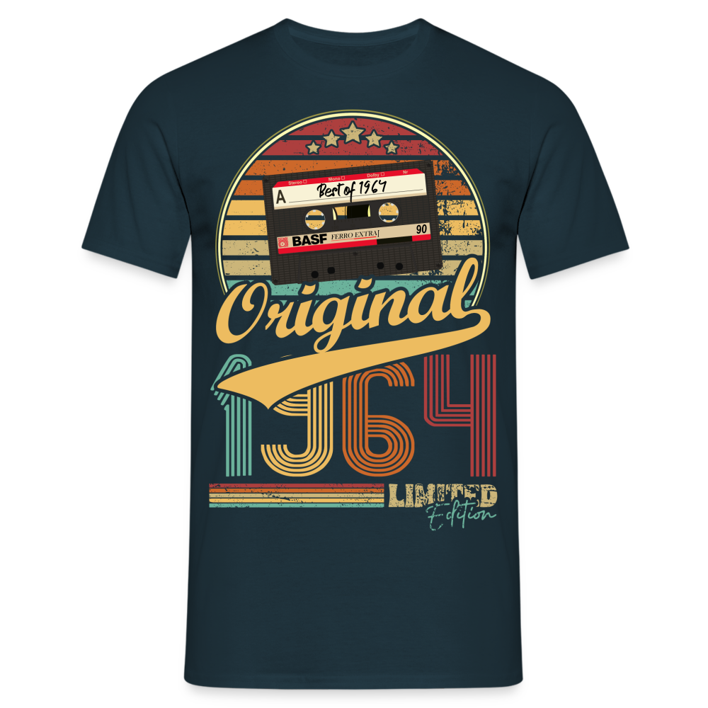 60. Geburtstag Jahrgang 1964 Retro Kassette Original Limited Edition Geschenk T-Shirt - Navy