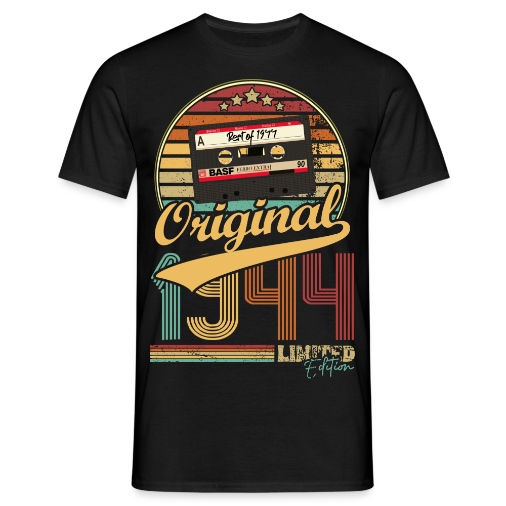 80. Geburtstag Jahrgang 1944 Retro Kassette Original Limited Edition Geschenk T-Shirt - Schwarz