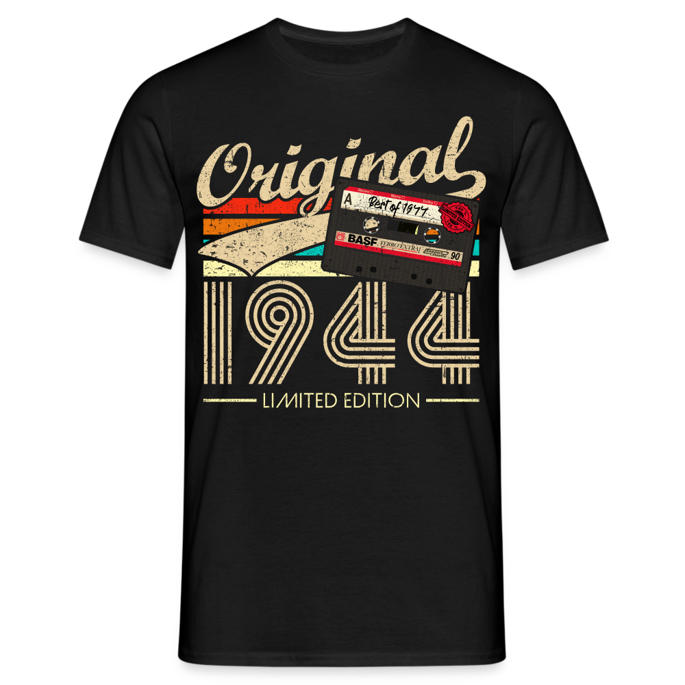 80.Geburtstag Original 1944 Limited Edition Retro Kassette Geschenk T-Shirt - Schwarz