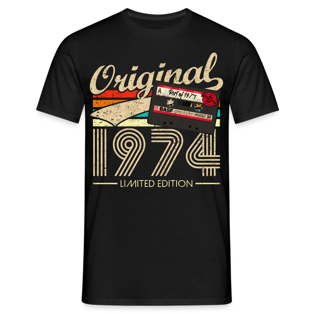 50.Geburtstag Original 1974 Limited Edition Retro Kassette Geschenk T-Shirt - Schwarz