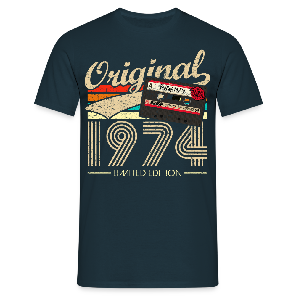 50.Geburtstag Original 1974 Limited Edition Retro Kassette Geschenk T-Shirt - Navy