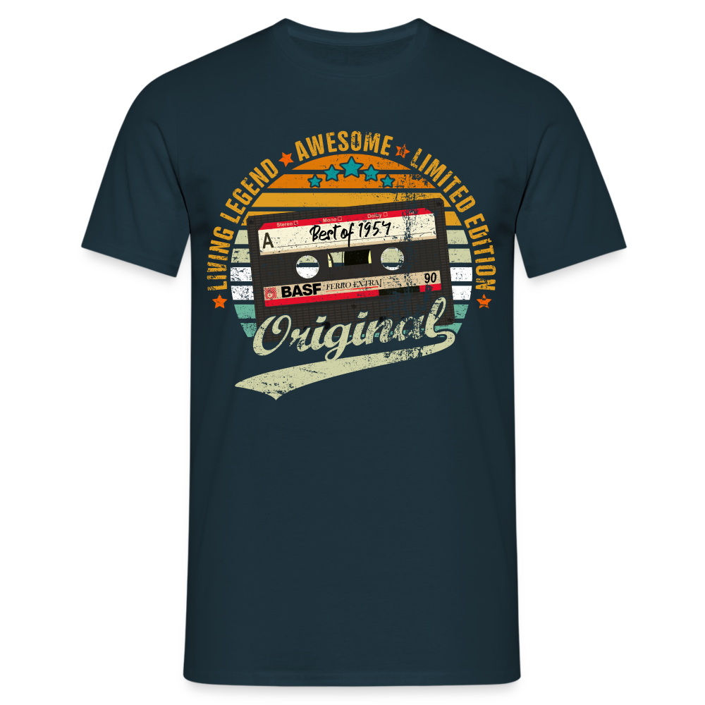 70.Geburtstag Original Limited Edition Retro Kassette Best Of 1954 Geschenk T-Shirt - Navy