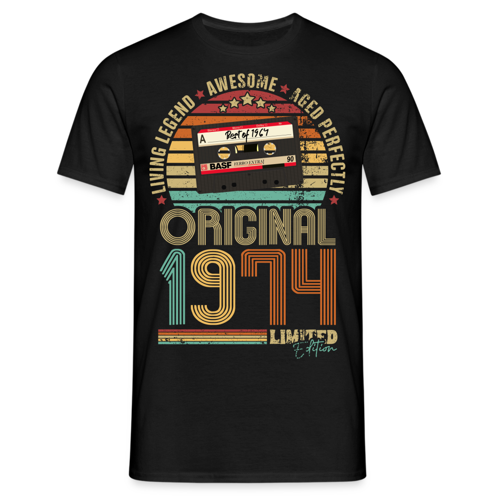 50.Geburtstag - Retro Style - Musik Kassette - Best Of 1974 - Limited Edition T-Shirt - Schwarz