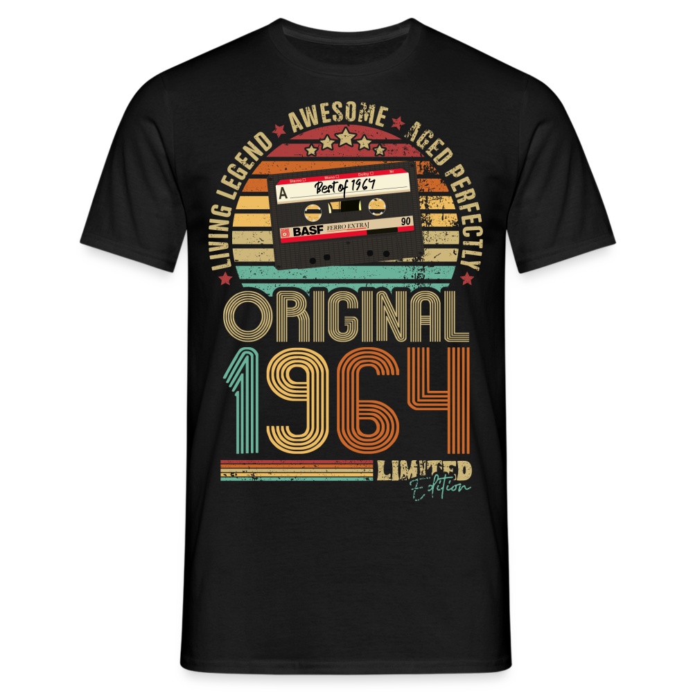 60.Geburtstag - Retro Style - Musik Kassette - Best Of 1964 - Limited Edition T-Shirt - Schwarz