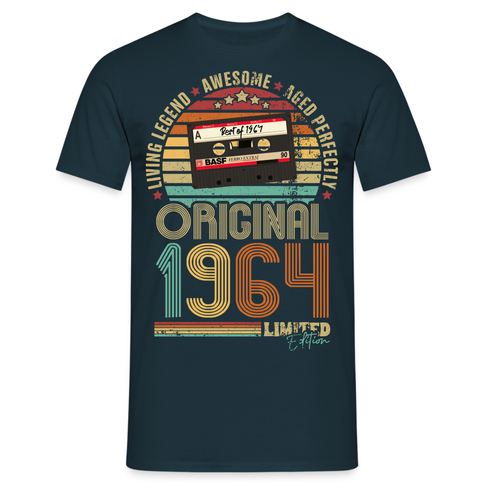 60.Geburtstag - Retro Style - Musik Kassette - Best Of 1964 - Limited Edition T-Shirt - Navy