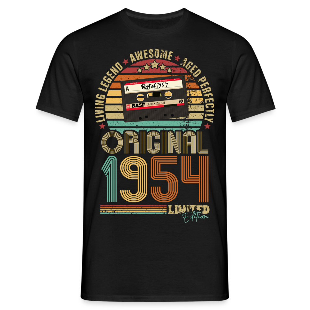 70.Geburtstag - Retro Style - Musik Kassette - Best Of 1954 - Limited Edition T-Shirt - Schwarz
