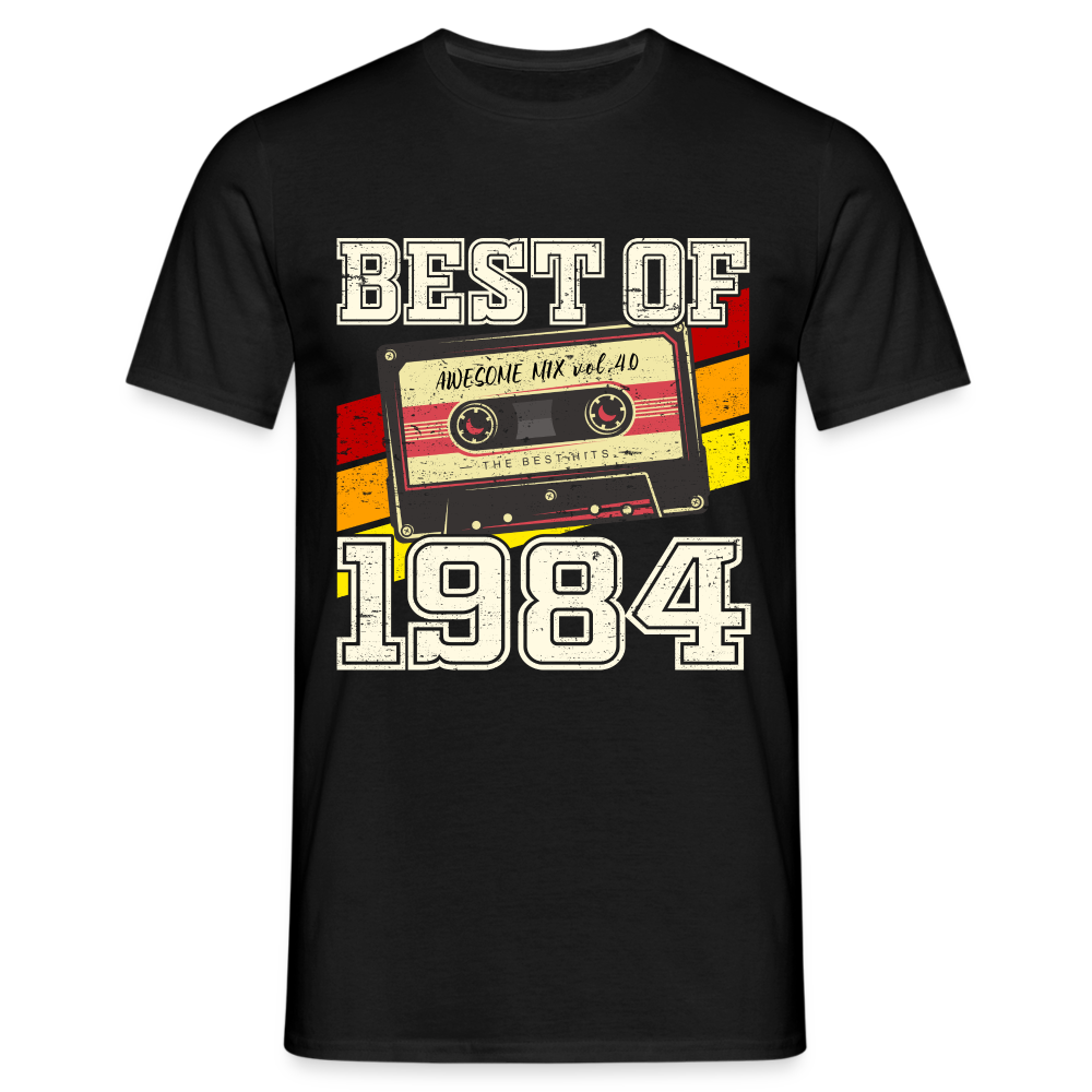 40.Geburtstag - Retro Style - Musik Kassette - Best Of 1984 - Geschenk T-Shirt - Schwarz