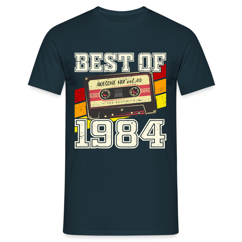 40.Geburtstag - Retro Style - Musik Kassette - Best Of 1984 - Geschenk T-Shirt - Navy