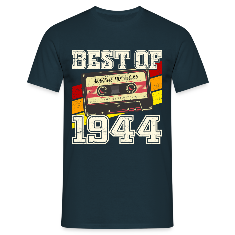 80.Geburtstag - Retro Style - Musik Kassette - Best Of 1944 - Geschenk T-Shirt - Navy
