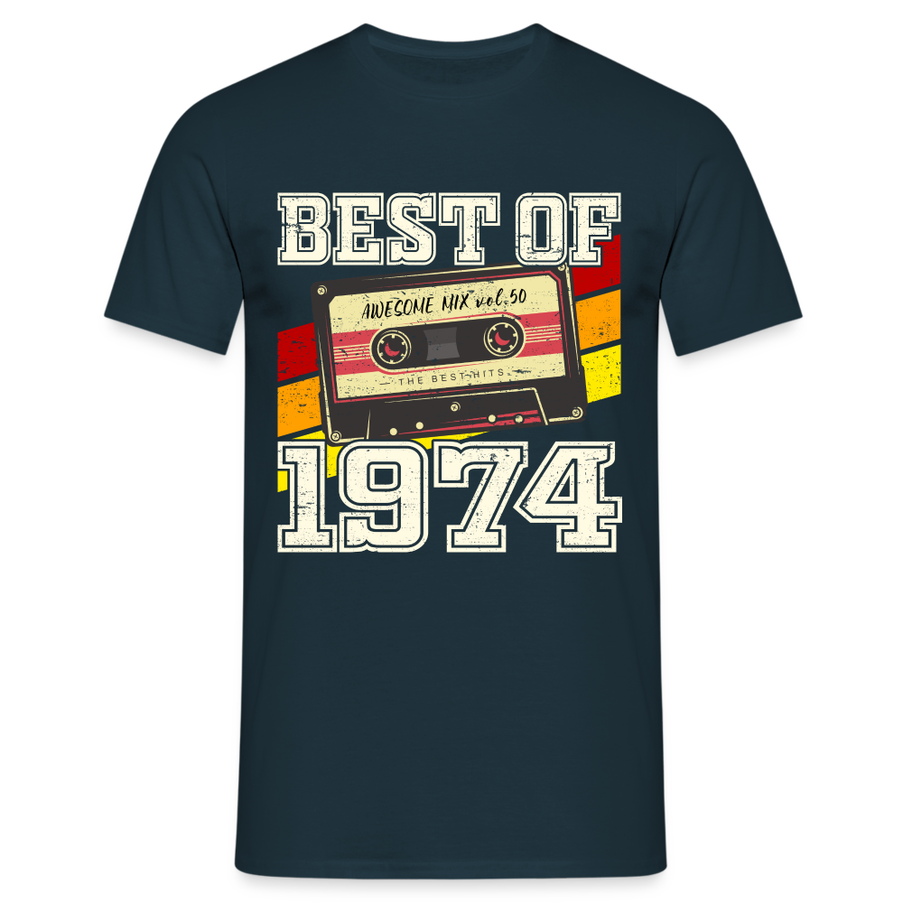 50.Geburtstag - Retro Style - Musik Kassette - Best Of 1974 - Geschenk T-Shirt - Navy