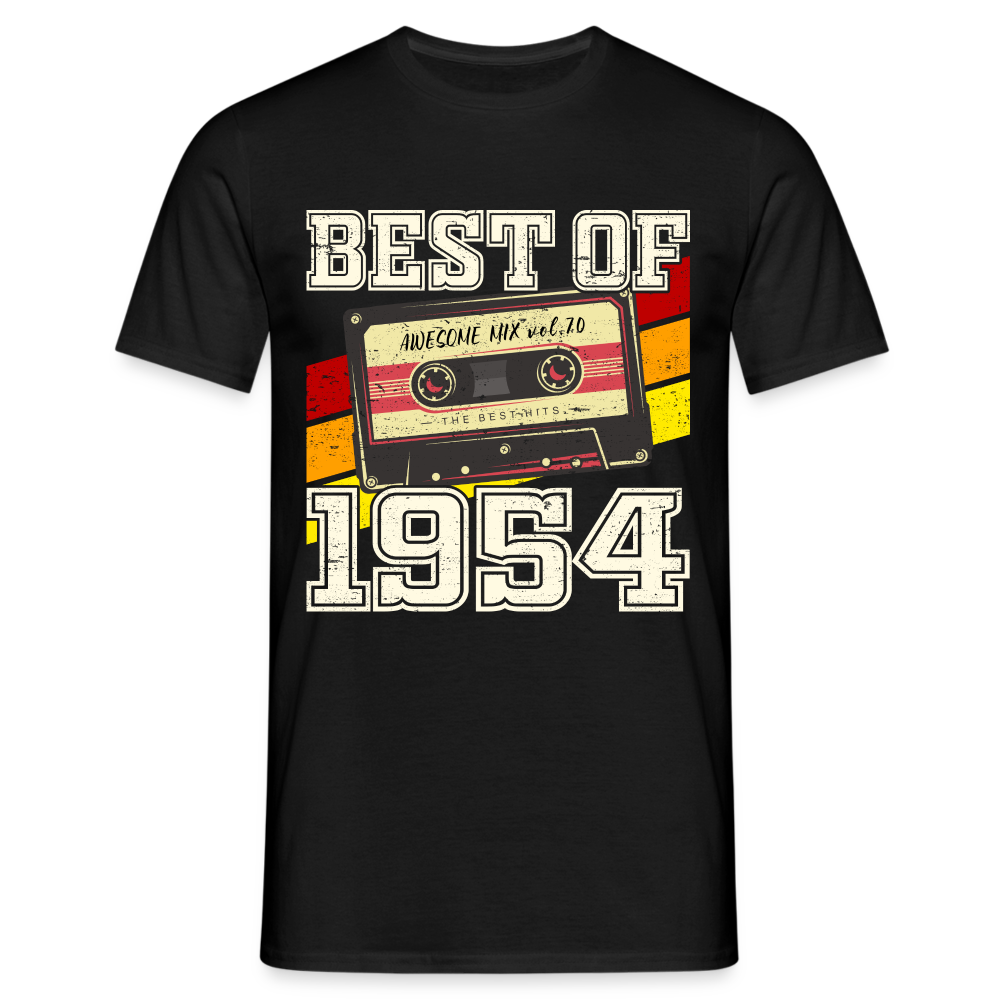 70.Geburtstag - Retro Style - Musik Kassette - Best Of 1954 - Geschenk T-Shirt - Schwarz