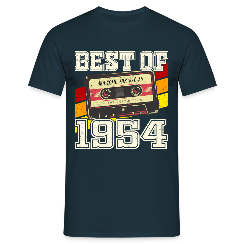 70.Geburtstag - Retro Style - Musik Kassette - Best Of 1954 - Geschenk T-Shirt - Navy