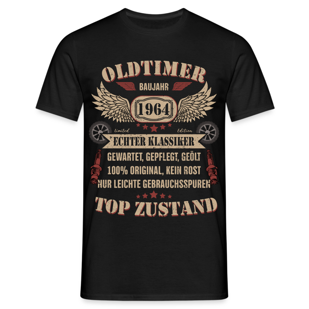 60. Geburtstag - Baujahr 1964 Oldtimer - Mechaniker Geburtstags Geschenk T-Shirt - Schwarz