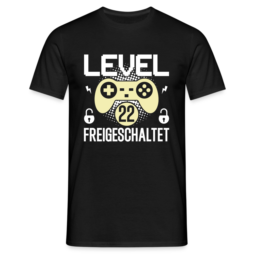 Gamer 22. Geburtstag Gaming Shirt Level 22 Freigeschaltet Geschenk T-Shirt - Schwarz