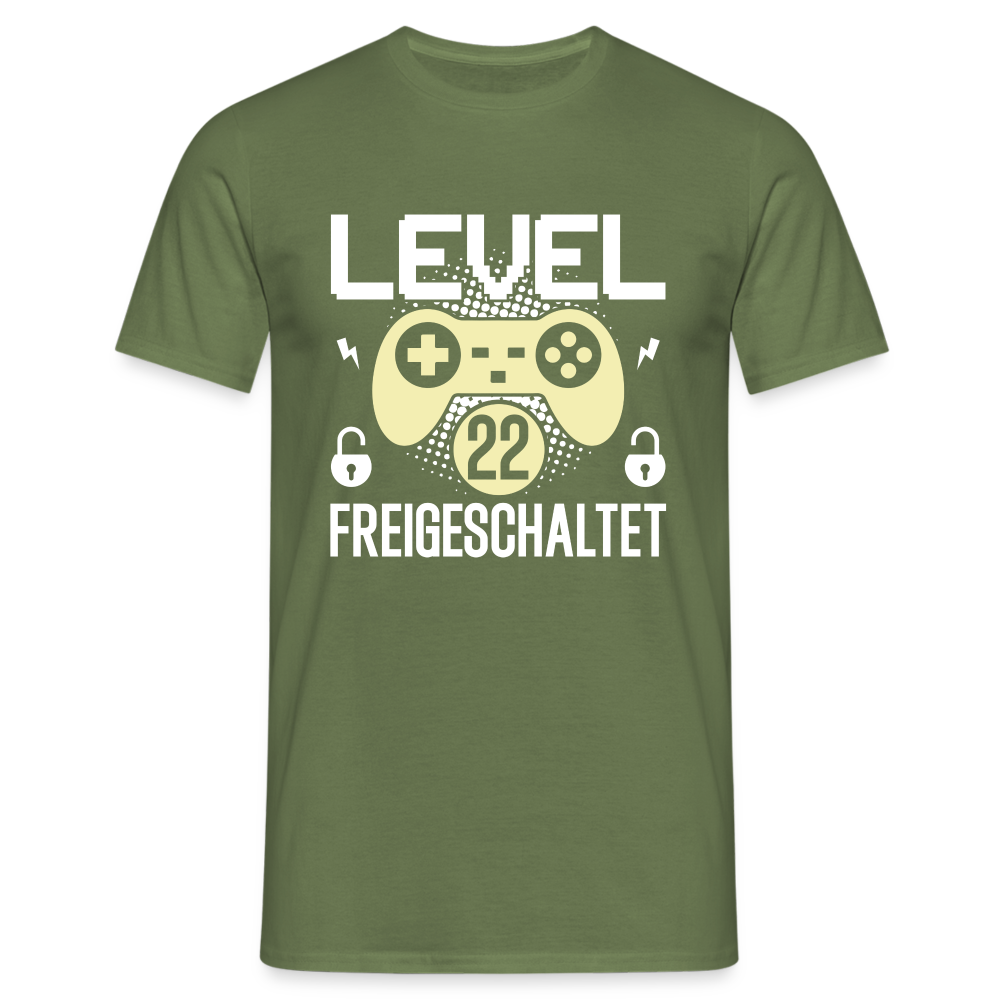 Gamer 22. Geburtstag Gaming Shirt Level 22 Freigeschaltet Geschenk T-Shirt - Militärgrün