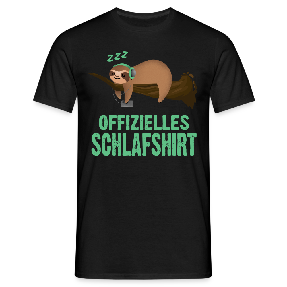 Lustiges Faultier Offizielles Schlaf T-Shirt - Schwarz