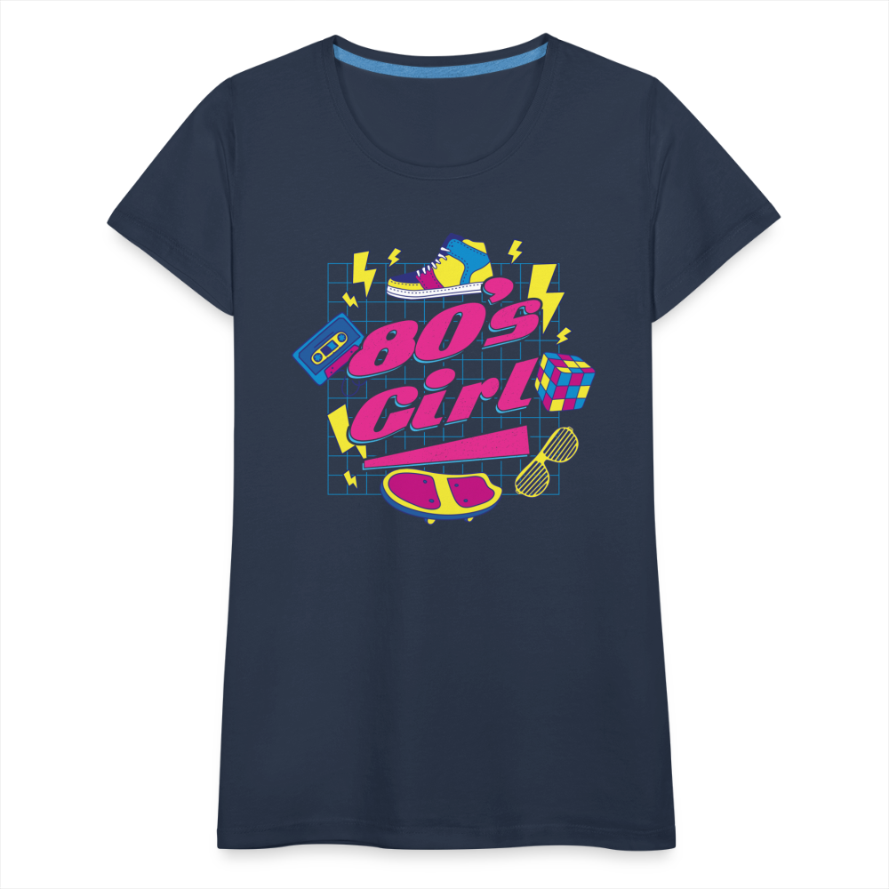 80er 90er Jahre Party Thema Party Outfit 80s Girl Frauen Premium T-Shirt - Navy