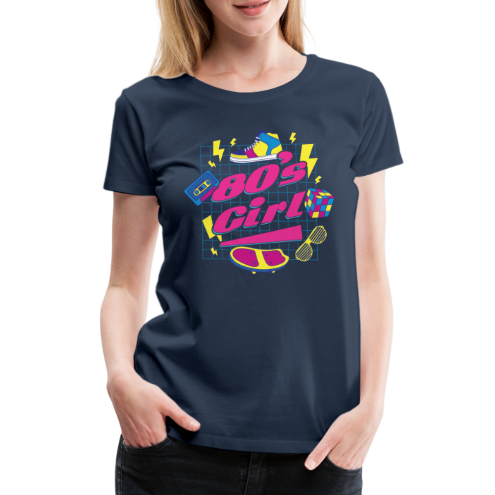 80er 90er Jahre Party Thema Party Outfit 80s Girl Frauen Premium T-Shirt - Navy