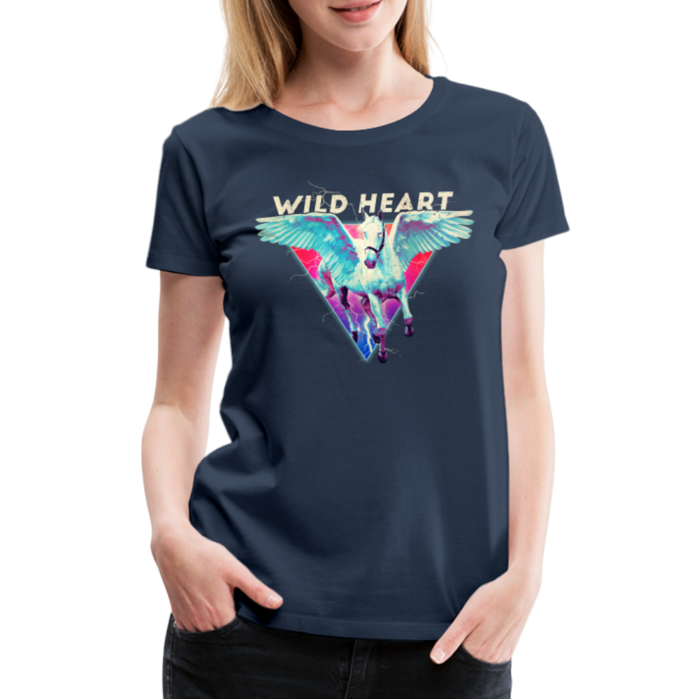 Pegasus geflügeltes Pferd Wild Heart 80s Style Frauen Premium T-Shirt - Navy