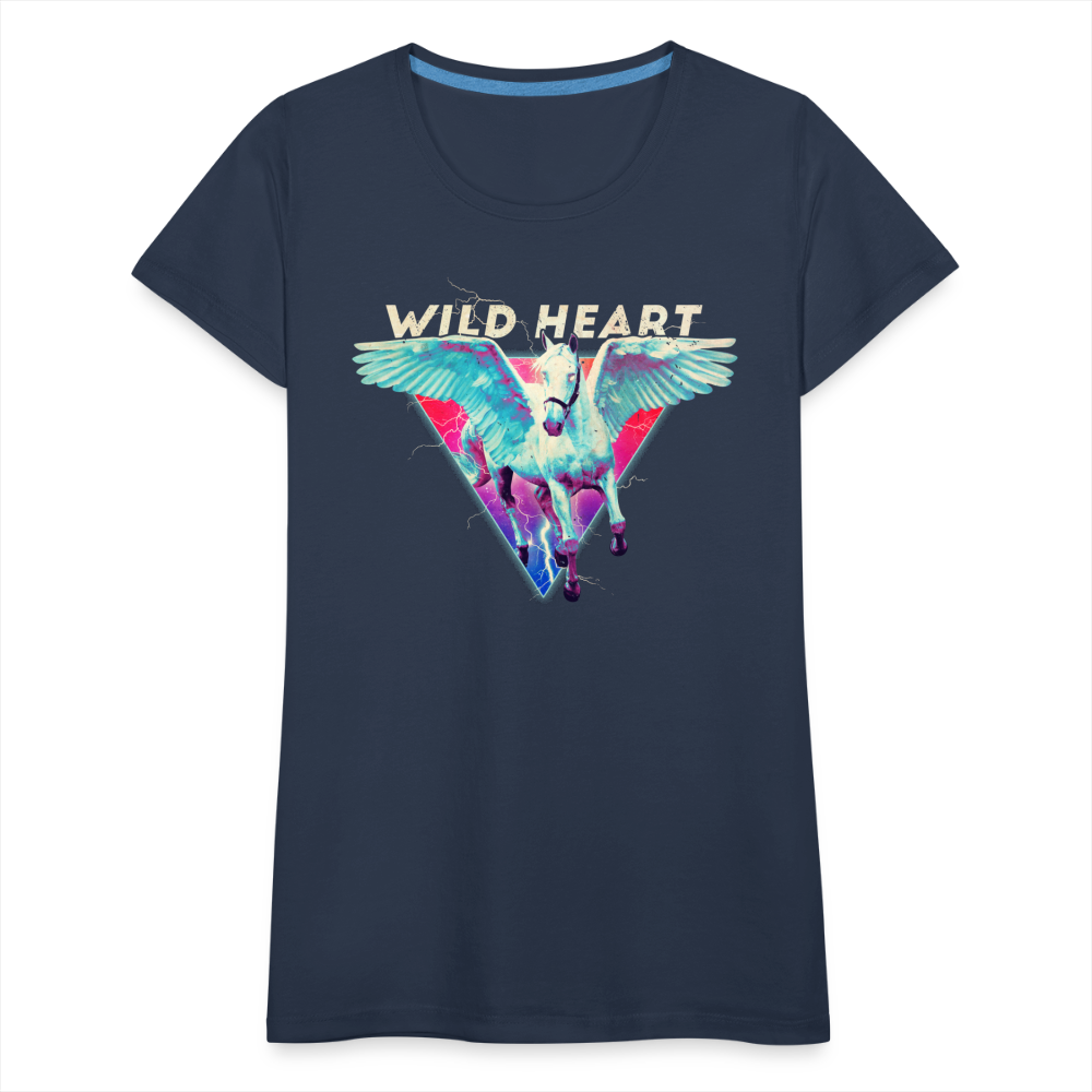 Pegasus geflügeltes Pferd Wild Heart 80s Style Frauen Premium T-Shirt - Navy