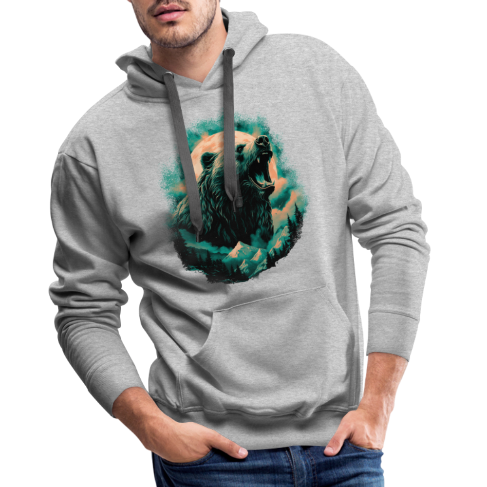 Brüllender Bär Wildnis Starker Bär Männer Premium Hoodie - Grau meliert