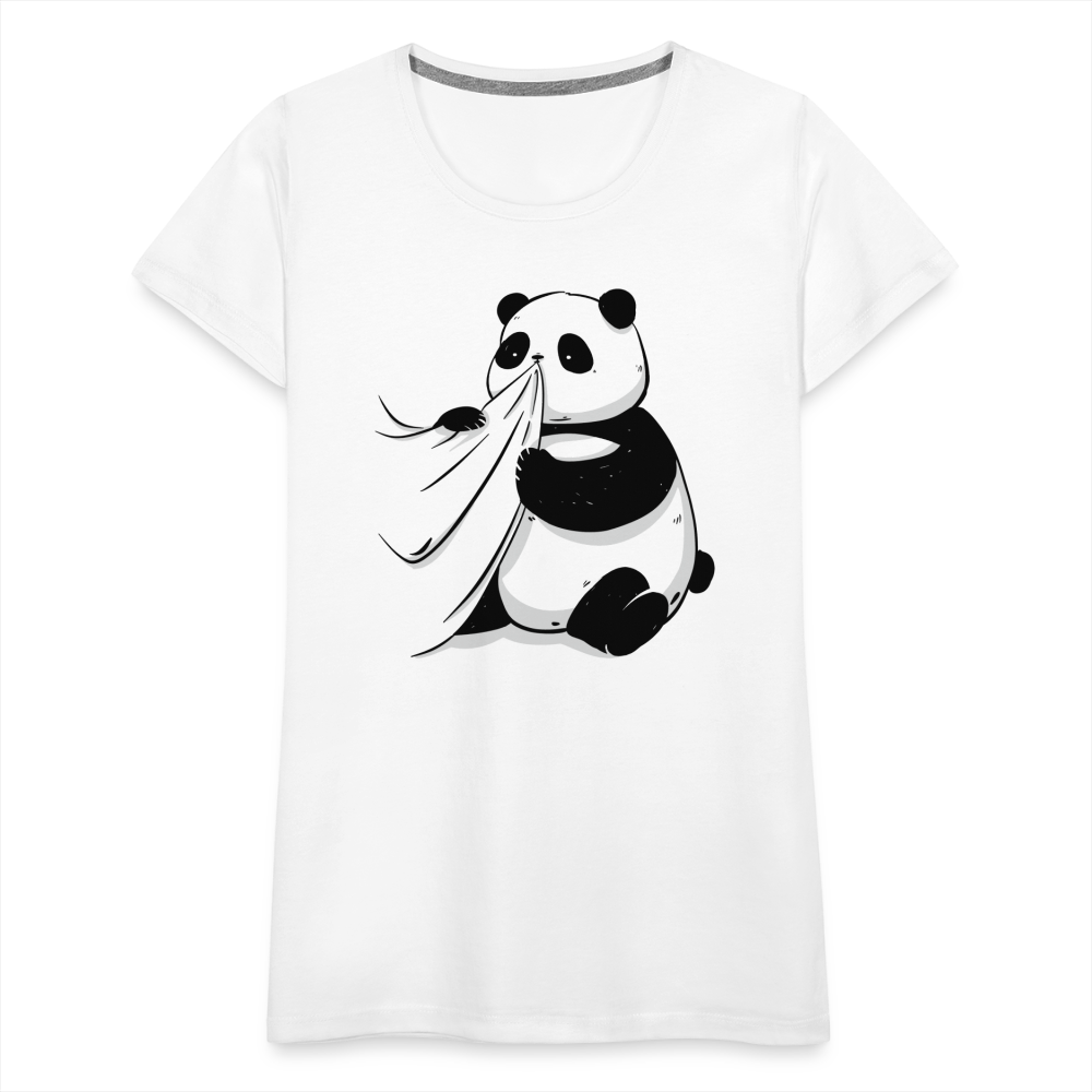 Süßer Panda Bär isst Shirt Stoff - Frauen Premium T-Shirt - weiß