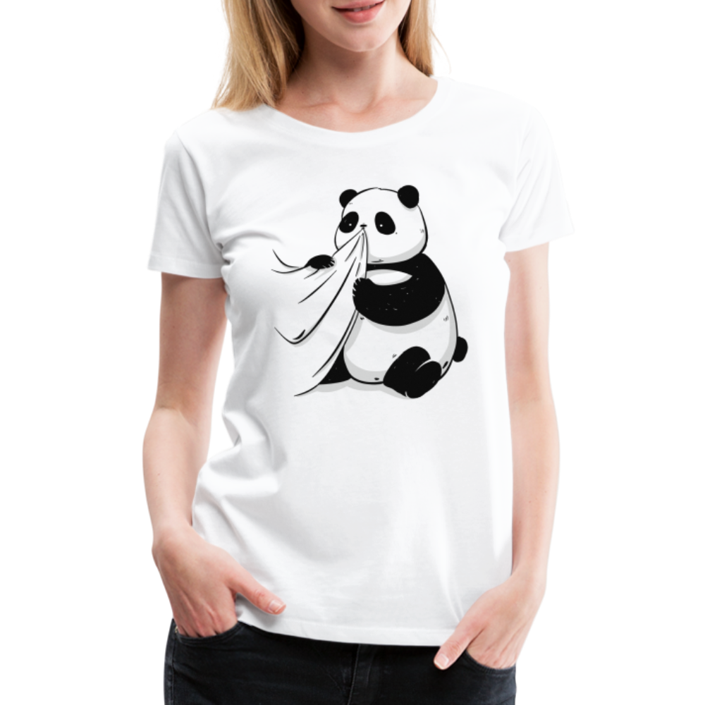 Süßer Panda Bär isst Shirt Stoff - Frauen Premium T-Shirt - weiß