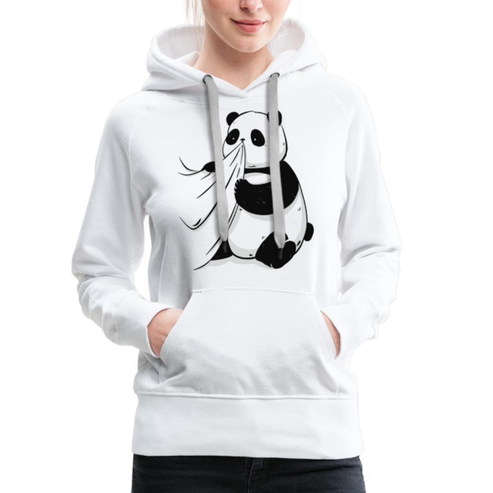 Süßer Panda Bär isst Hoodie Stoff - Frauen Premium Hoodie - weiß