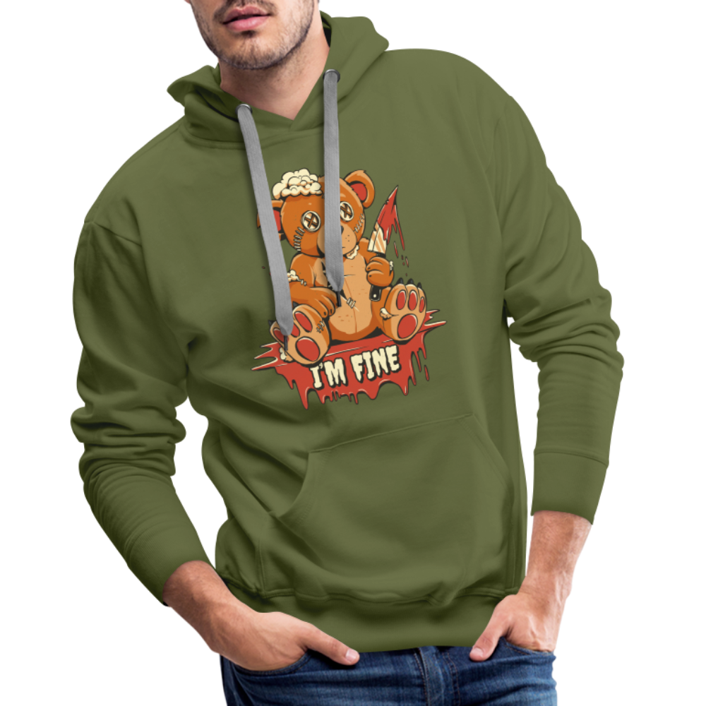 Horror Teddy Bär - Ich Bin Okay Lustig - I'm Fine - Männer Premium Hoodie - Olivgrün