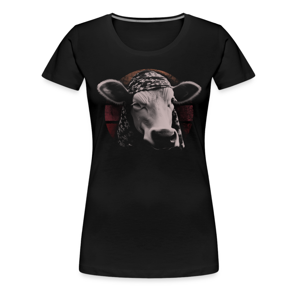 Lustige Kuh Retro Style Kuh Bauer Kuhliebhaber Vegan Fan Frauen Premium T-Shirt - Schwarz