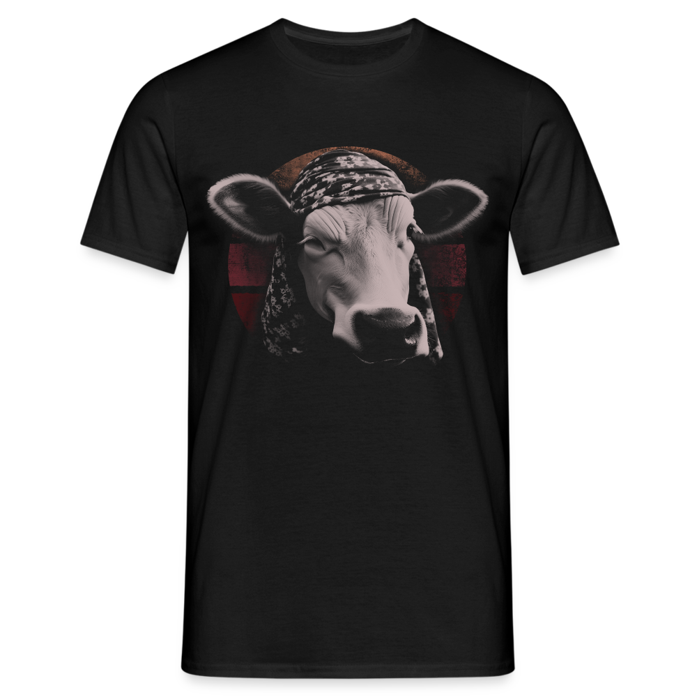 Lustige Kuh Retro Style Kuh Bauer Kuhliebhaber Vegan Fan T-Shirt - Schwarz