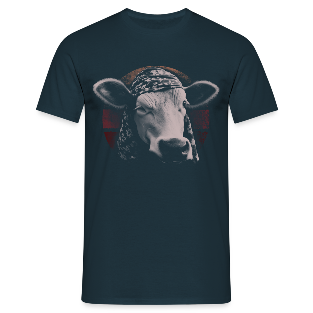 Lustige Kuh Retro Style Kuh Bauer Kuhliebhaber Vegan Fan T-Shirt - Navy